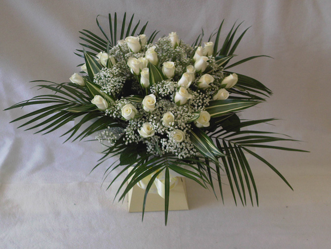 White roses anniversary aqua gift boxes florist Bristol AB1