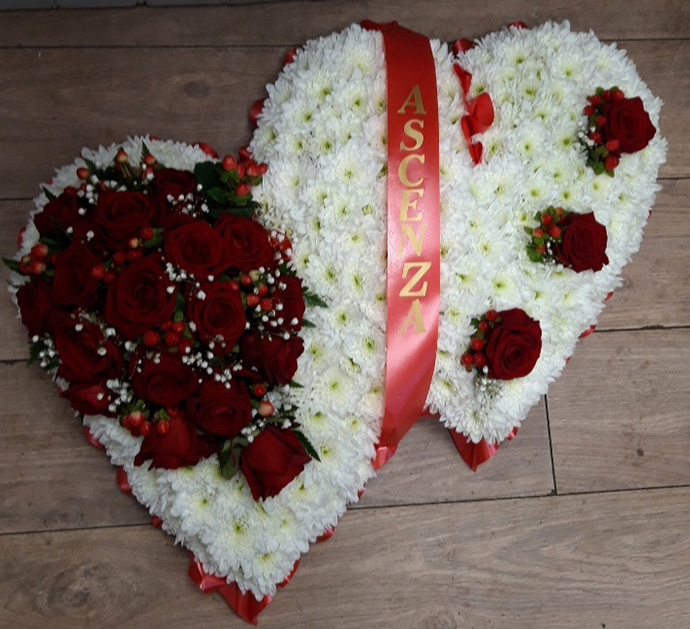 Heart funeral flowers Bristol florist FH14