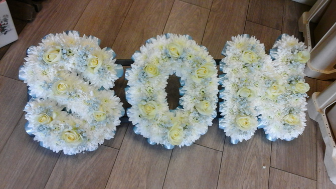 Son, young child funeral flowers letters florist Bristol FNL4