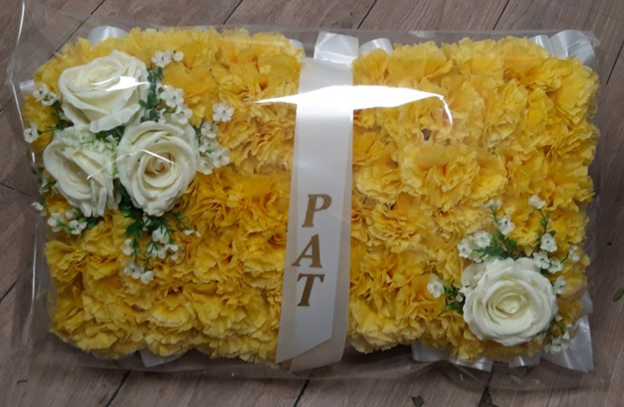 Pillow funeral flowers Bristol florist FP20