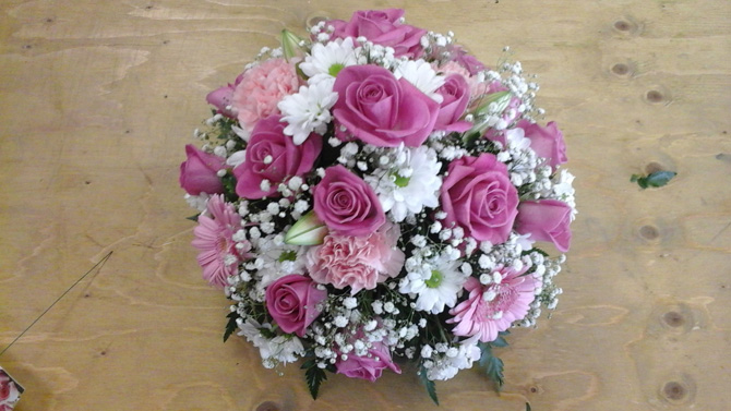 Funeral flowers posy dark pink white pink Bristol FPO1