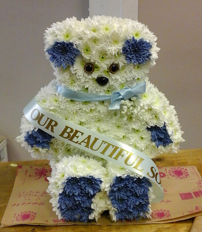 3D teddy funeral tribute Bristol florist 3DTEDDY