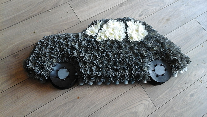 Car funeral flowers Bristol florist CAR