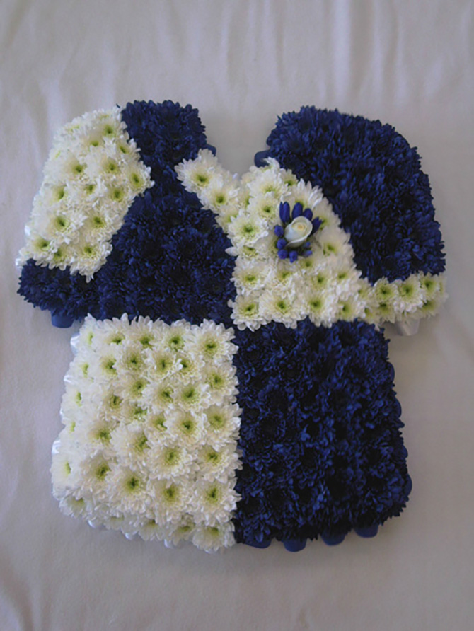Football shirt funeral tribute flowers florist Bristol SHIRT