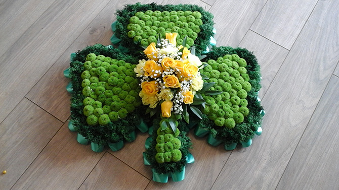 Four leaf clove floral tribute Bristol florist CLOVER