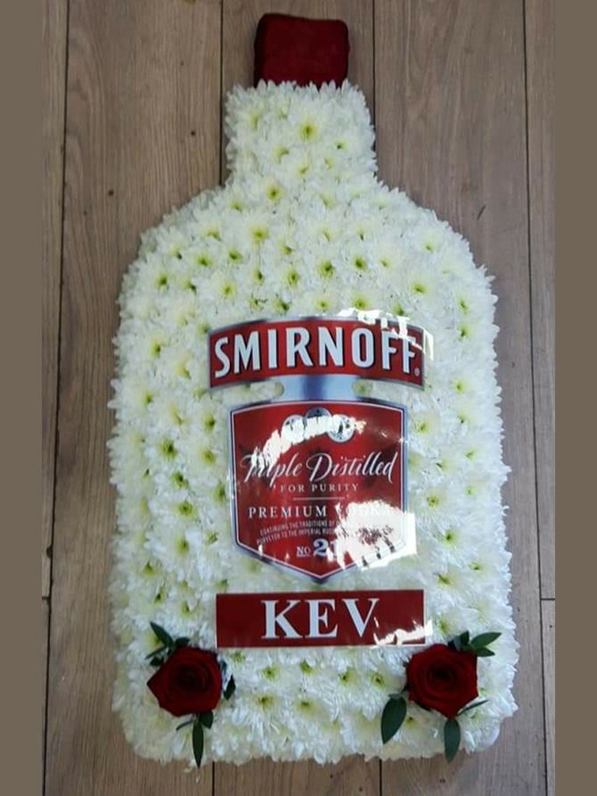 Bottle funeral flower tribute florist north Bristol BOTTLE3