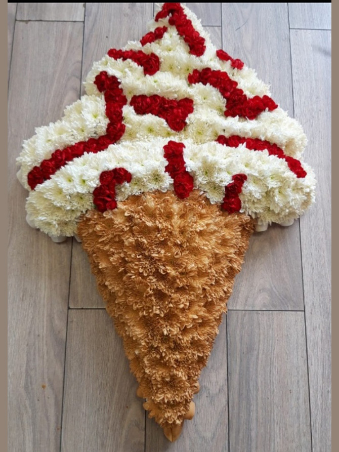 Ice cream cone floral tribute Bristol florist ICECREAM
