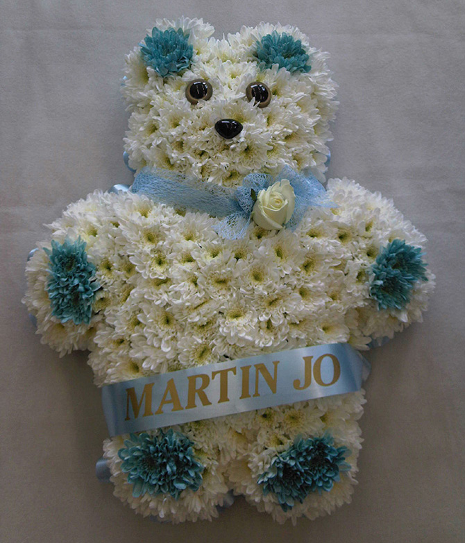 Teddy bear funeral tribute Bristol florist TEDDY