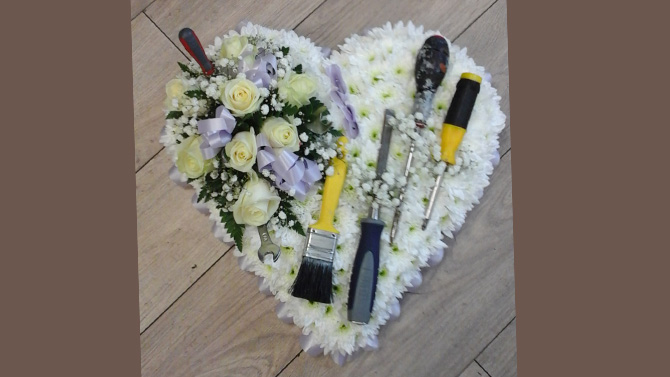 Workman tools floral tribute Bristol florist WORKMANTOOLS