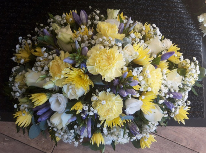 Yellow spray funeral flowers Bristol florist FS11