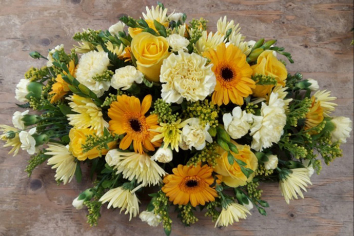 Yellow spray funeral flowers Bristol florist FS7