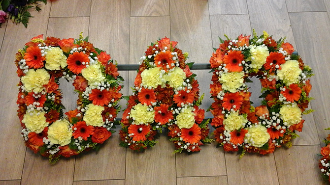 Dad father funeral flowers letters florist Bristol FNL2