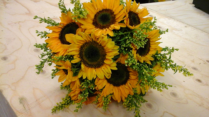 Bride hand tied bouquets sunflower wedding flowers Bristol WB5