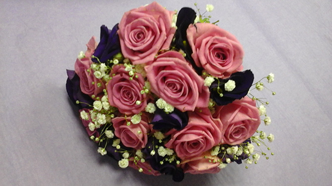 Bridesmaids hand tied bouquets aqua pink roses wedding flowers Bristol WBR1