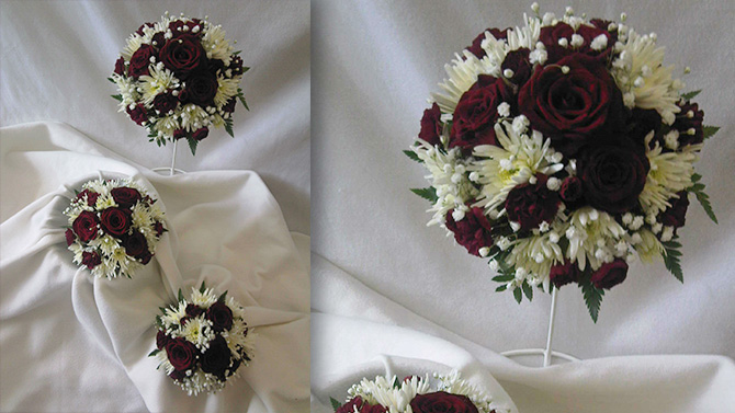 Bridesmaids hand tied bouquets posy wedding flowers Bristol WBR2