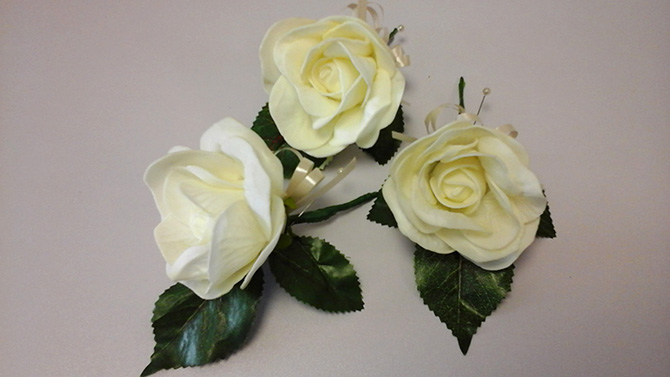 Wedding buttonholes rose white florist Bristol WBU1