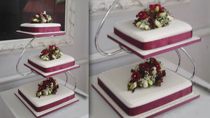 Wedding cake toppers red green flowers florist Bristol WCF1