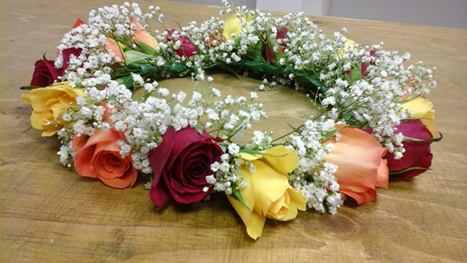 Wedding flowers circlet headdress white red yellow WHD1